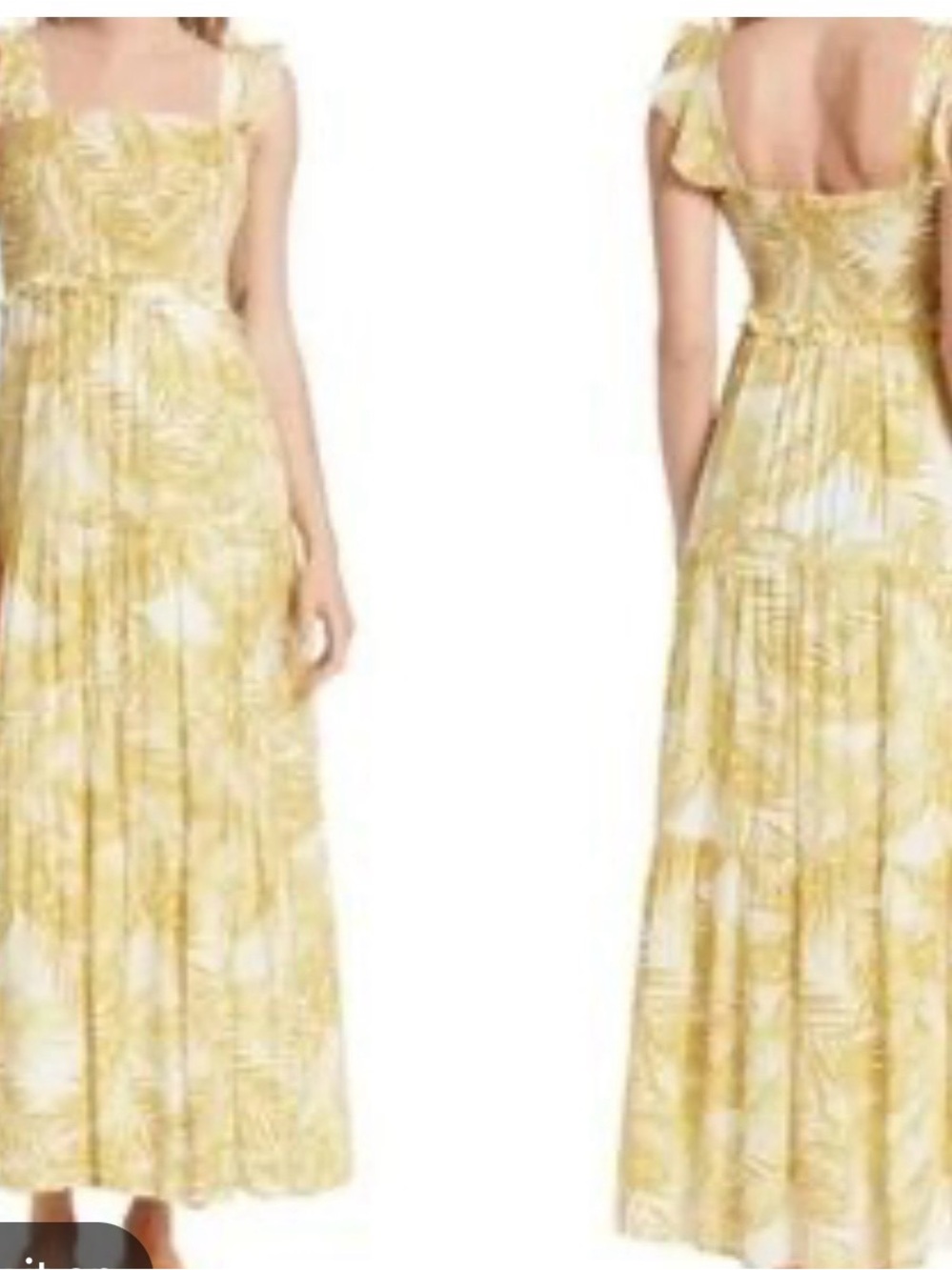 Nanette Lepore Yellow Floral Square-Neck Maxi Dress
